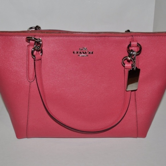 New COACH Pink Crossgrain Leather Ava Tote Bag NWT - Picture 3 of 8